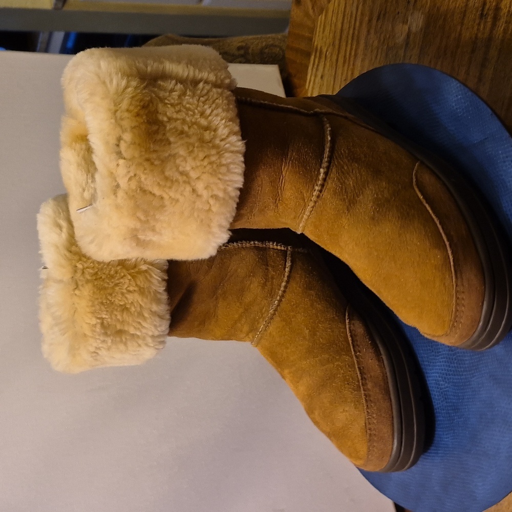 UGG Ultra Tall Boots sz.W8 Brown Pull On Suede Sheepskin Wool Mid Calf (#1561)EC - Picture 8 of 16